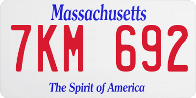 MA license plate 7KM692