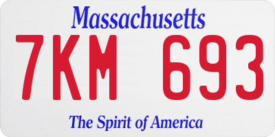 MA license plate 7KM693