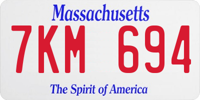 MA license plate 7KM694