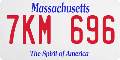 MA license plate 7KM696