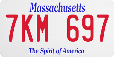 MA license plate 7KM697