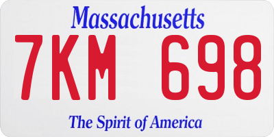 MA license plate 7KM698