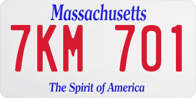 MA license plate 7KM701