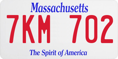 MA license plate 7KM702