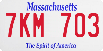 MA license plate 7KM703