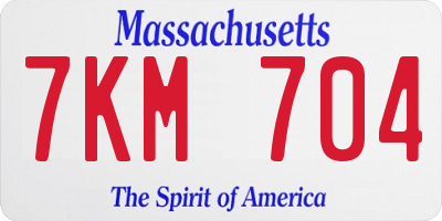 MA license plate 7KM704