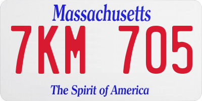 MA license plate 7KM705
