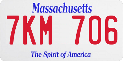 MA license plate 7KM706