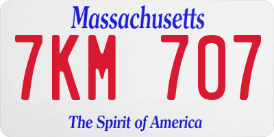 MA license plate 7KM707