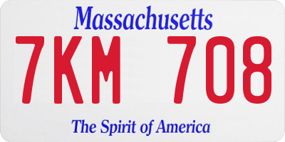 MA license plate 7KM708