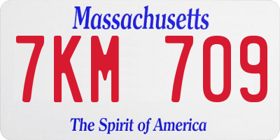 MA license plate 7KM709