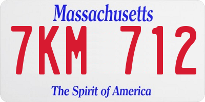 MA license plate 7KM712