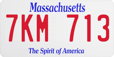 MA license plate 7KM713