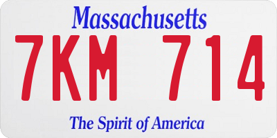 MA license plate 7KM714