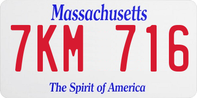 MA license plate 7KM716