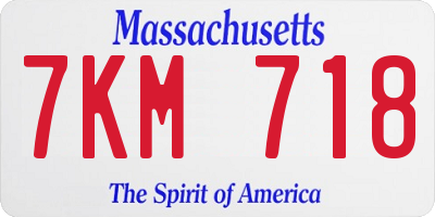 MA license plate 7KM718