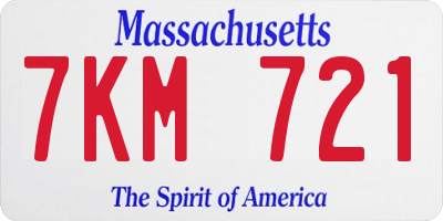 MA license plate 7KM721