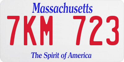 MA license plate 7KM723