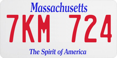 MA license plate 7KM724