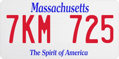 MA license plate 7KM725