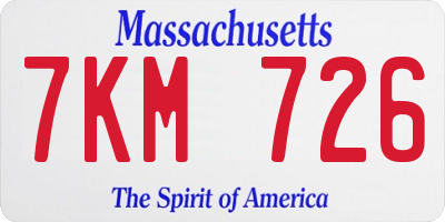 MA license plate 7KM726