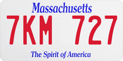 MA license plate 7KM727