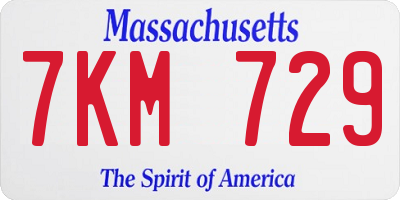 MA license plate 7KM729