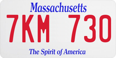 MA license plate 7KM730