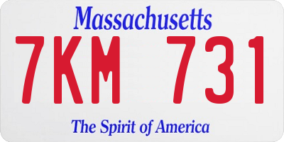 MA license plate 7KM731