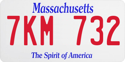 MA license plate 7KM732