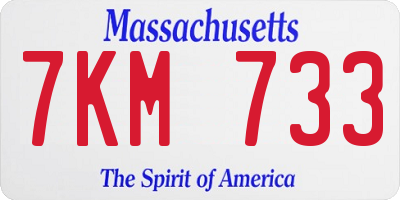 MA license plate 7KM733