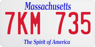 MA license plate 7KM735
