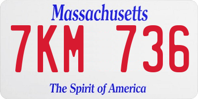 MA license plate 7KM736