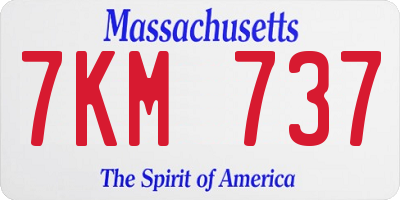 MA license plate 7KM737