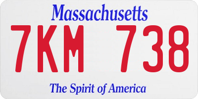 MA license plate 7KM738