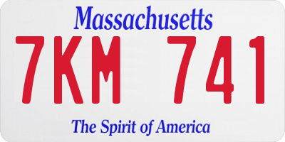 MA license plate 7KM741