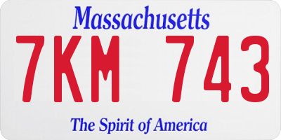 MA license plate 7KM743