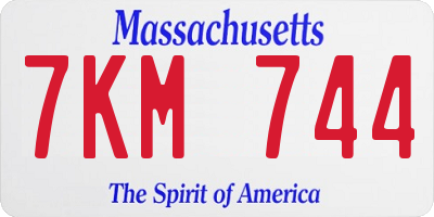 MA license plate 7KM744