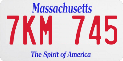 MA license plate 7KM745