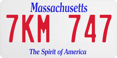 MA license plate 7KM747