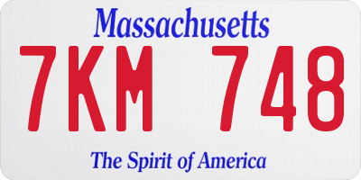MA license plate 7KM748