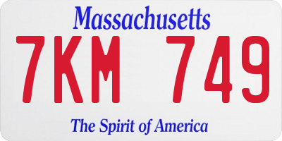 MA license plate 7KM749