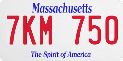 MA license plate 7KM750