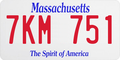 MA license plate 7KM751