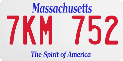 MA license plate 7KM752