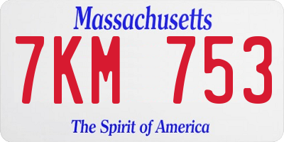 MA license plate 7KM753