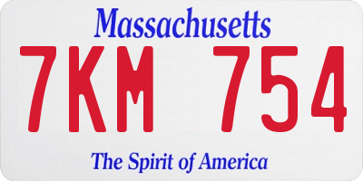 MA license plate 7KM754