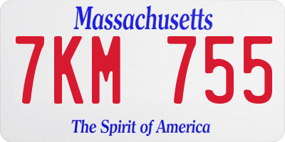 MA license plate 7KM755