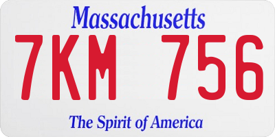 MA license plate 7KM756