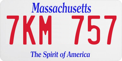 MA license plate 7KM757